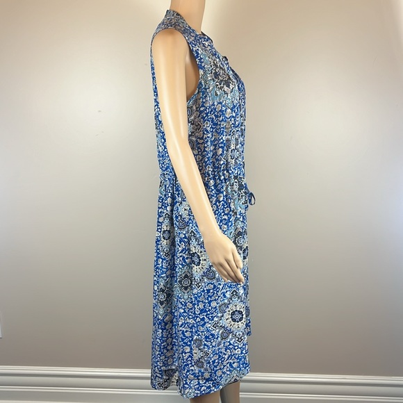 Sea New York Blue Silk Pleated Floral Shirt Dress - Picture 3 of 6